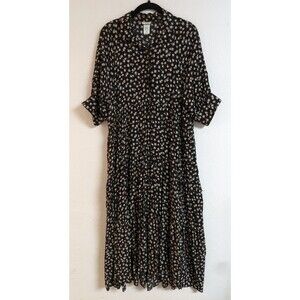 Women's NATURAL LIFE Ditzy Floral Rayon Tiered Short Sleeve Maxi Dress Large